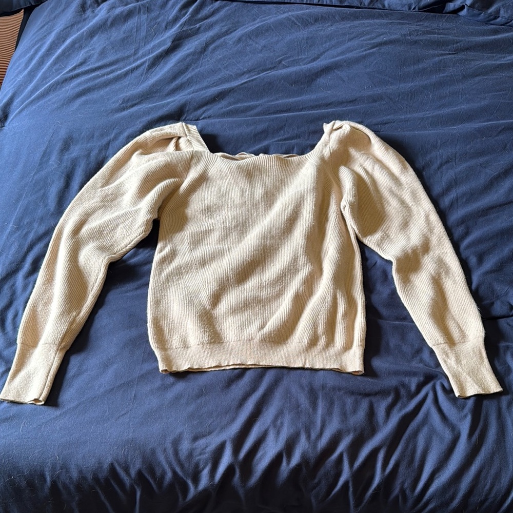 Bluivy Cream Off-the-Shoulder Sweater